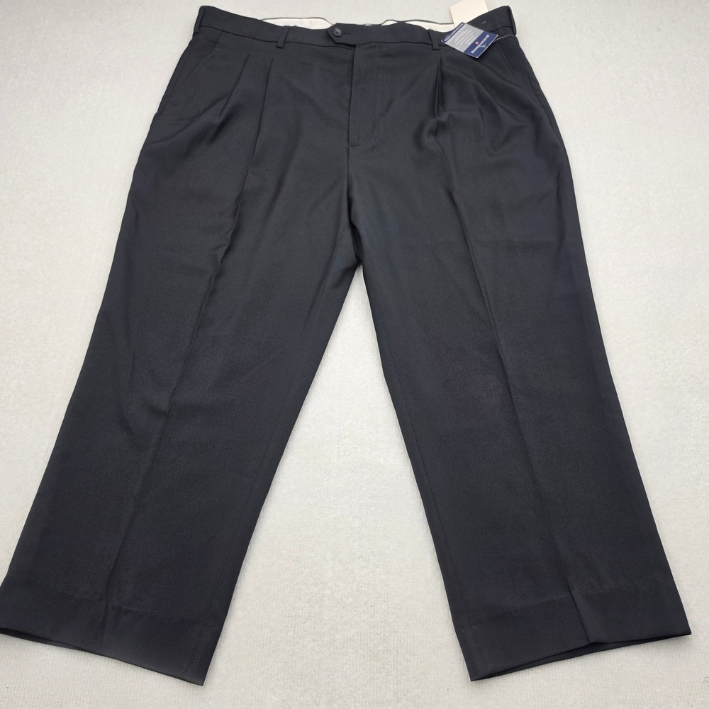 NWT Brooks Brothers Dress Pants Men 41x24 Black Double Pleated Wool Blend